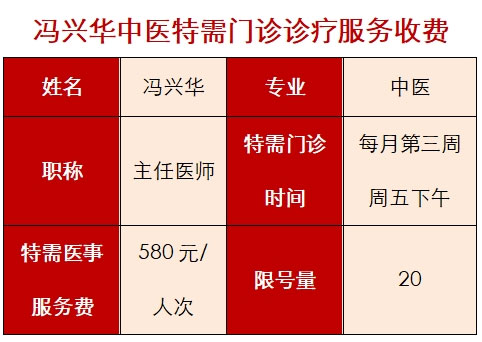 關(guān)于開設馮興華教授中醫(yī)特需門診的公告