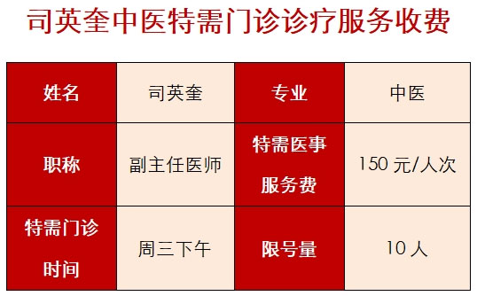 關于開設司英奎中醫(yī)特需門診的公告