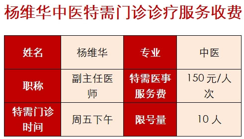 關(guān)于開設(shè)楊維華中醫(yī)特需門診的公告